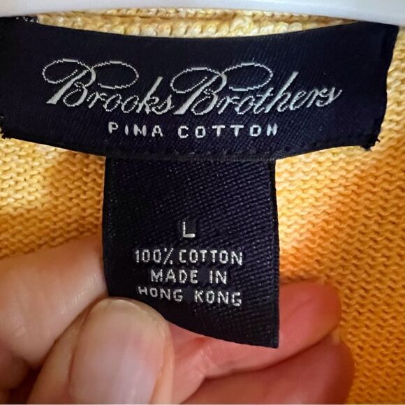 Men’s Brooks Brothers VNeck Soft Yellow Sweater Size Large Cotton Easter Spring - Picture 6 of 8